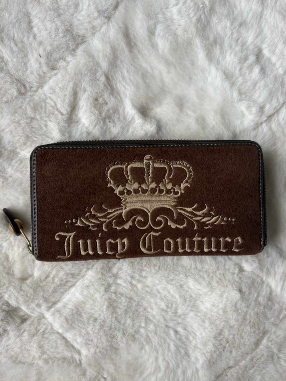Juicy Couture Chocolate Brown Crown Zip Wallet